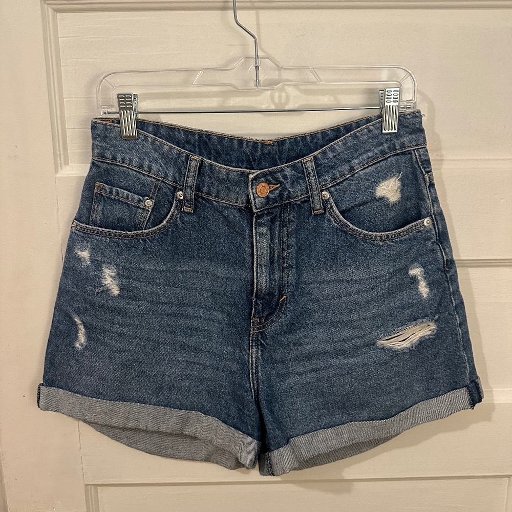 High-waisted denim shorts